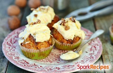 healthy carrot muffins with cream cheese frosting