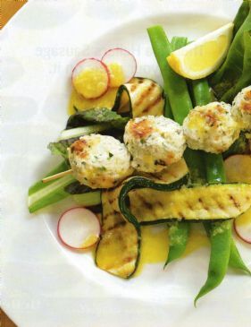 Barbecued Chicken Meatball Salad with Preserved Lemon Vinaigrette