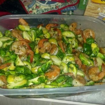 Honey Sesame Shrimp w/ Brussels Sprouts Stir Fry