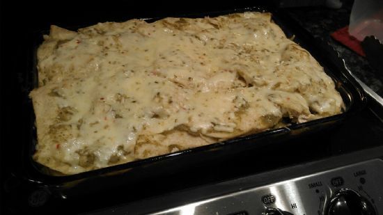 Green Chili Chicken Enchilada Casserole