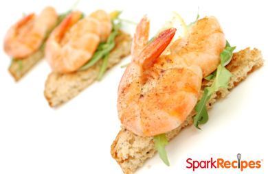 Cajun Shrimp Toasts with Arugula 