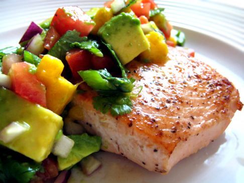 Salmon with Avocado Mango Salsa