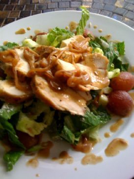 Herb Roasted Chicken Salad with Melted Market Grapes and Onions in a Warm Mustard Vinaigrette