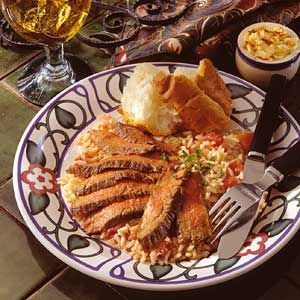 Flank Steak with Spanish rice