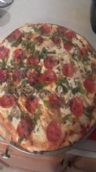 Homemade Peppers, Onions, and  Mushrooms Pizza