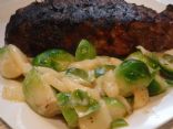 Brussels Sprouts with Pears and Jalapeno Mustard Sauce