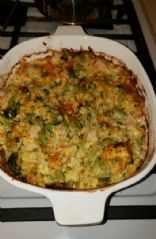 Chicken broccoli cauliflowr rice and cheese casserole