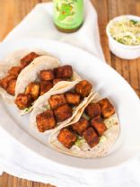 Crispy Baked Tofu Tacos with Cilantro Lime Slaw