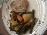 Crock Pot Roast Pork Chops, Potatoes, Carrots, & Green Beans