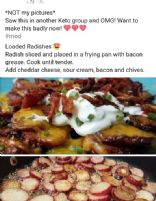 Fully loaded pan fried radishes