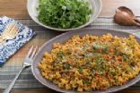 Pork Bolognese & Mafalda Pasta with English Peas & Arugula Salad