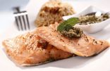 Roasted Salmon with Apple-Almond Pesto