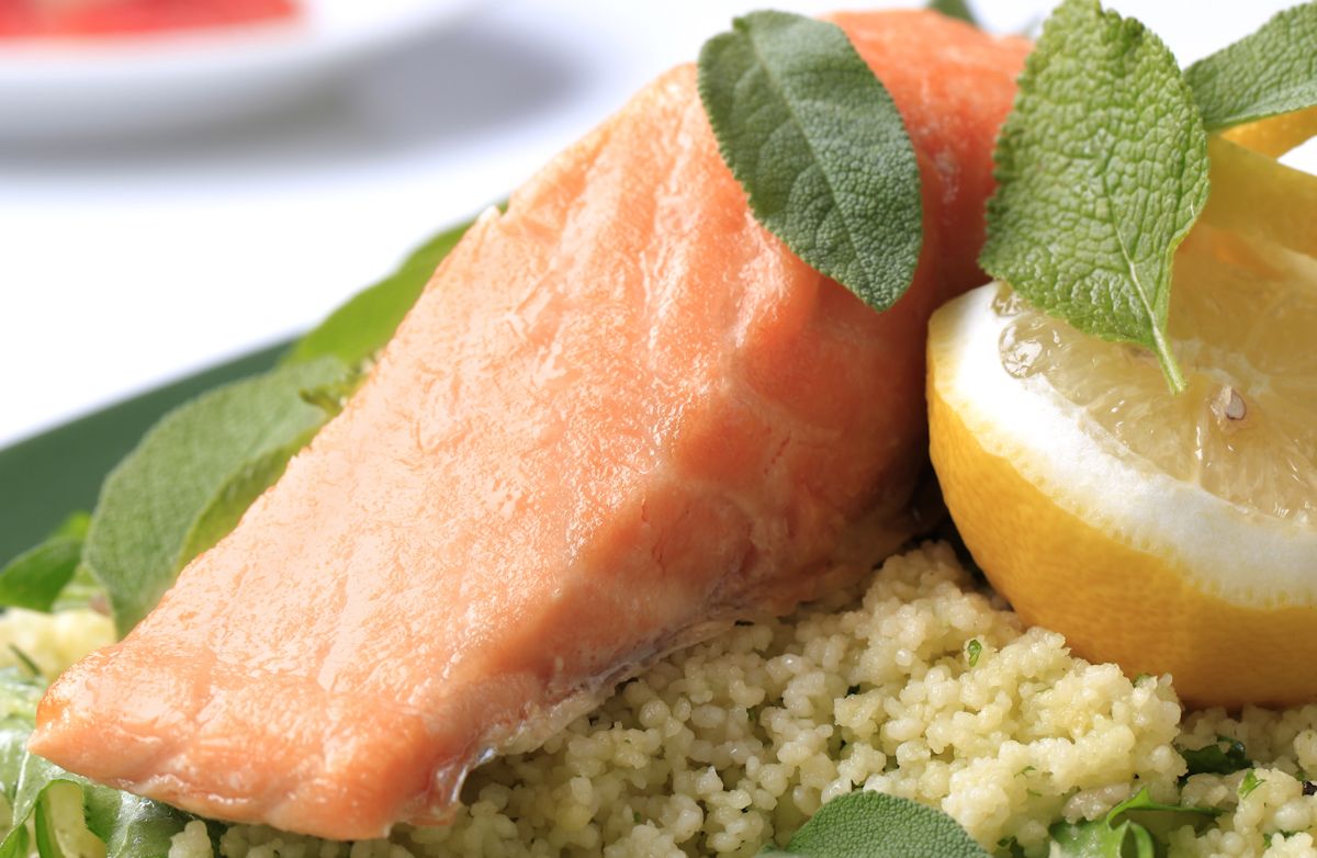 Roasted Salmon with Lemon Couscous and Asparagus