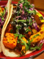 Roasted Veggie Tacos with Creamy Lime Slaw