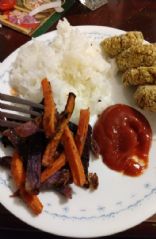 Sweet and Spicy veggie fries - daikon , beets, carrots