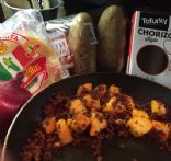 Tofurkey chorizo and potato tacos