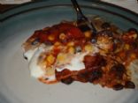 Chicken Tostada Casserole with Spicy Corn Relish