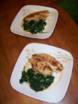 Tilapia over Spinach with a Garlic Wine Butter Sauce