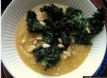 Acorn Squash Soup with Roasted Kale and Pinenuts