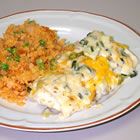 JP's lowfat chicken green chile enchiladas