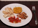 Chick-Pea Dip with Pita, Chicken and Tomato