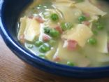 Pasta, Bacon and Peas in Broth