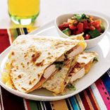 Chicken, Jalapeno Cheese (soy) and Avocado Quesadillas 