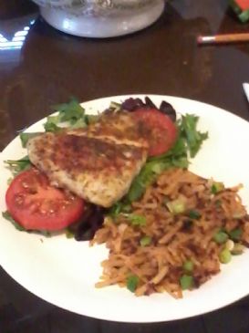 Barramundi with hash brown and spring greens