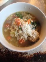 Home-made Chickarina /Italian Wedding Soup w Chicken Meatballs