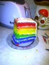 Rainbow Birthday Cake w/ Cream Cheese Frosting