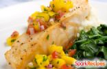 Seared Cod with Peach-Mango Salsa 