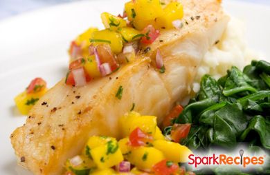 Seared Cod with Peach-Mango Salsa 