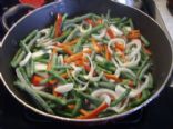 Sauteed green beans, red peppers and onions