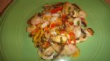 Colorful Pepper Shrimp With Mushrooms and Scallions