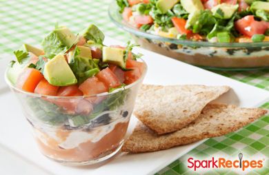 Layered Mexican Dip with Baked Lime Chips