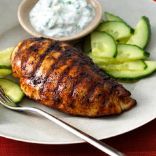 Grilled Tandoori Chicken with Cucumber-Yogurt Sauce 