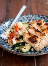 Mediterranean Quinoa Salad with Grilled Cumin Chicken