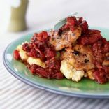 Chicken with Prosciutto and Tomatoes Over Polenta