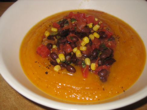 Butternut Ginger Soup with Salsa garnish