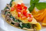 Omelet with fresh spinach, mushrooms & goat cheese