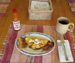 Veggie, shrimp one egg omelette