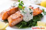 Spinach Stuffed Salmon w/ Dill Yogurt Sauce