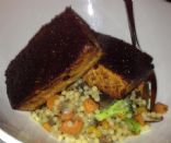 Balsamic & Mustard Glazed Tofu with Israeli Couscous & Vegetable Pilaf