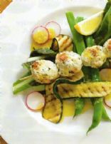 Barbecued Chicken Meatball Salad with Preserved Lemon Vinaigrette