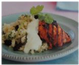 Grilled paprika chicken with raisin and coriander pilaf