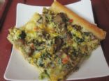 Breakfast pizza with turkey sausage and veggies