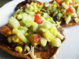 Black Bean Tostadas with Cucumber Corn Salsa