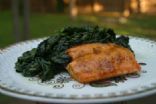 Sweet & Spicy Salmon (Shown with sauteed spinach) 