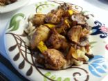 Chicken with veggies over brown rice pasta